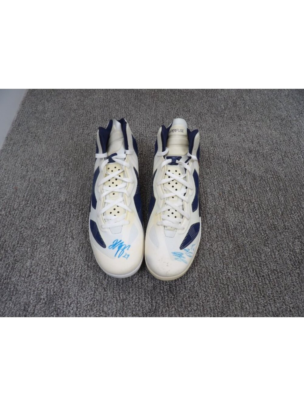 Nike Hyperfuse Basketball Shoes White & Navy Signed Jeff Pendergraph 17.5 Mens